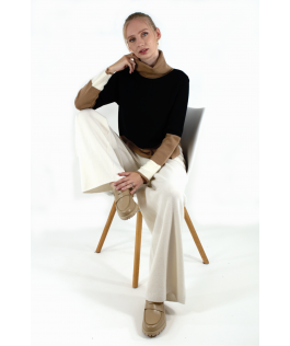 Pulover color block (black) din lână